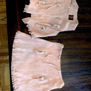 100% Leather Fringe Cowgirl Vest and Skirt Youth Costume